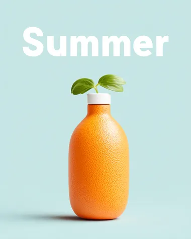 Vibrant Summer Drink Bottle with Green Leaves Vibrant Summer Drink Bottle with Green Leaves