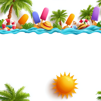 Vibrant Summer Vacation Border Vector Illustration