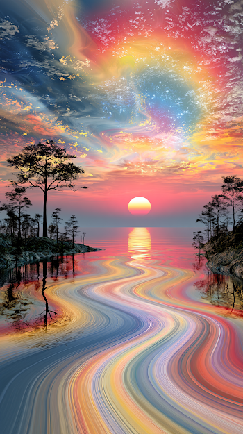Vibrant Sunrise Over Serene Waters