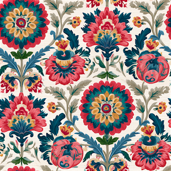 Vibrant Suzani-Inspired Floral Pattern