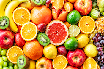 Vibrant Tropical and Citrus Fruit Flat Lay Composition
