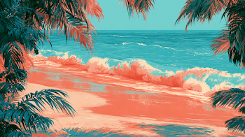 Vibrant Tropical Beach Summer Sale Banner