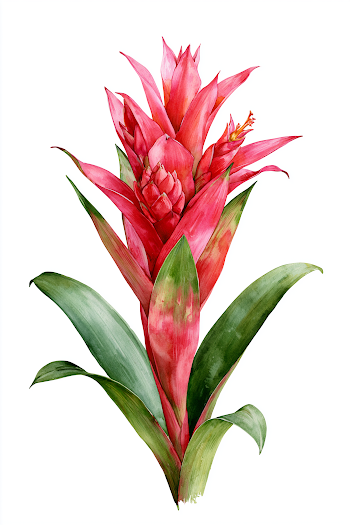 Vibrant Tropical Bromeliad Watercolor
