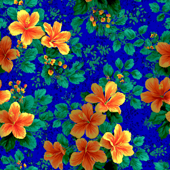 Vibrant Tropical Floral Pattern on Royal Blue