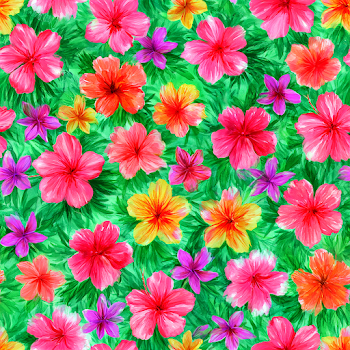 Vibrant Tropical Floral Seamless Pattern