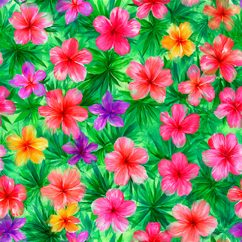 Vibrant Tropical Floral Seamless Pattern