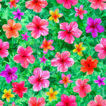 Vibrant Tropical Floral Seamless Pattern