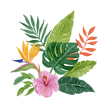 Vibrant Tropical Foliage Watercolor Frame