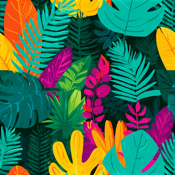 Vibrant Tropical Jungle Foliage Pattern