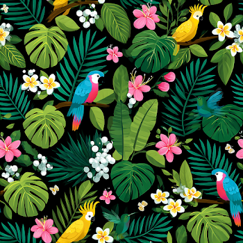 Vibrant Tropical Jungle Seamless Pattern