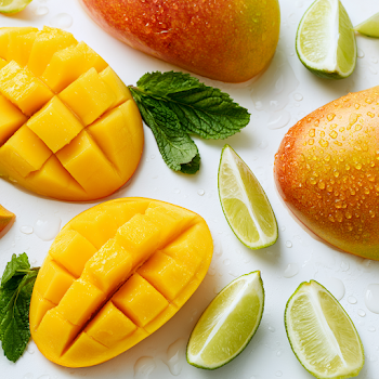 Vibrant Tropical Mango and Lime Flat Lay