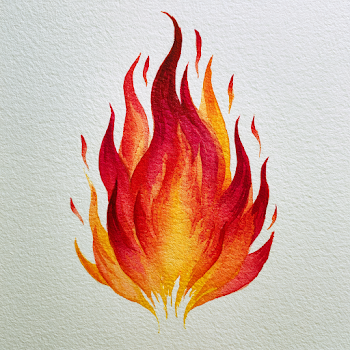 Vibrant Watercolor Fire Motif