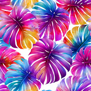 Vibrant Watercolor Monstera Leaf Pattern