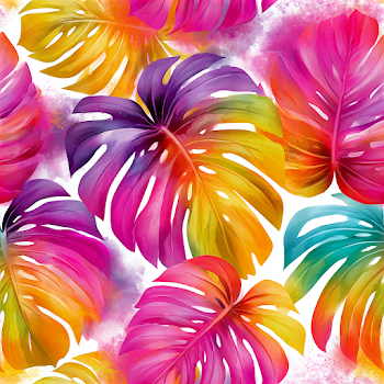 Vibrant Watercolor Monstera Leaves Pattern