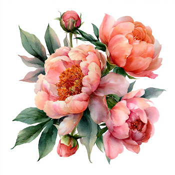 Vibrant Watercolor Peony Bouquet