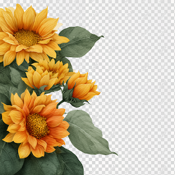 Vibrant Watercolor Sunflowers on White Background