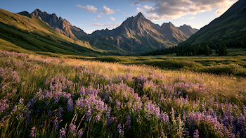 Vibrant Wildflower Meadow at Golden Hour