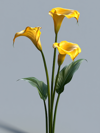 Vibrant Yellow Calla Lily in Cartoon Style