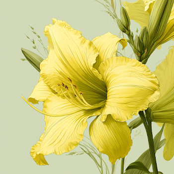 Vibrant Yellow Daylily Flower Illustration