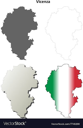 Vicenza blank detailed outline map set vector image