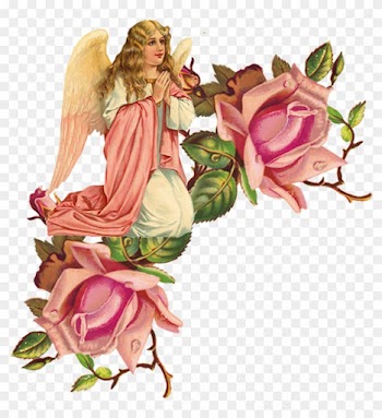 Victorian Angels, Victorian Christmas, Vintage Christmas, - One Pink Rose Wall Clock