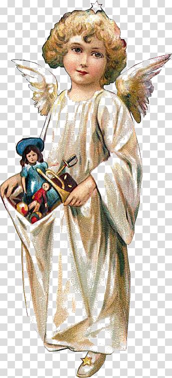 Victorian era Cherub Santa Claus Angel Christmas, Hand-painted angels transparent background PNG clipart