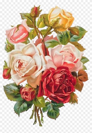 Victorian Era Flower Bouquet Porte-bouquet Rose Clip - Mother's Day Roses Throw Blanket