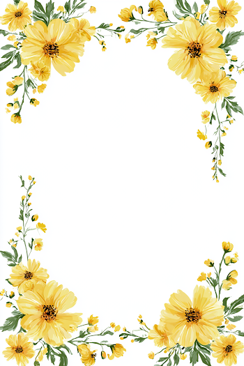 Victorian Floral Watercolor Clipart with Yellow Flowers