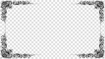 Victorian frame, black and white floral frame transparent background PNG clipart