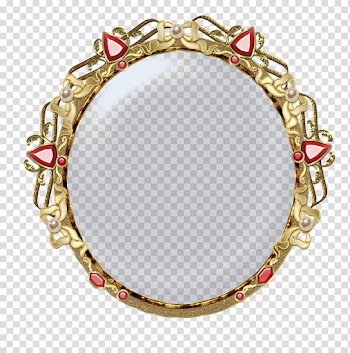 Victorian Frame, round brown framed mirror transparent background PNG clipart