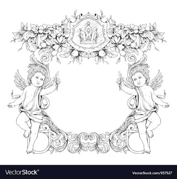  					Victorian frame with angels vector image														