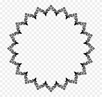 Victorian, Vintage, Floral, Flourish, Ornamental - Black Round Frame Png