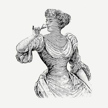 Victorian woman drinking drawing, vintage | Free PSD - rawpixel