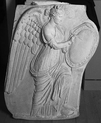 Victory goddess Victoria writes on shield | Free Photo - rawpixel