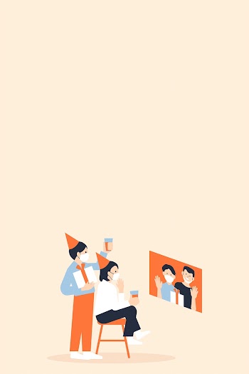 Video call celebration vector party in the new normal