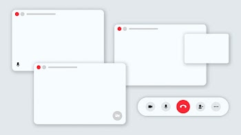 Video conferencing application psd set white background with design space
