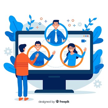 Video conferencing concept for landing page Free Vector