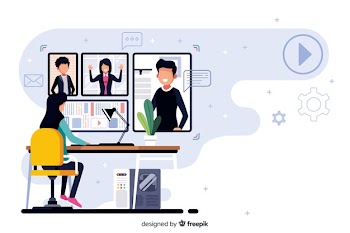 Video conferencing concept for landing page Free Vector
