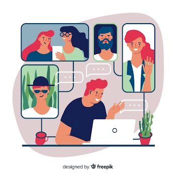 Video conferencing concept for landing page Free Vector