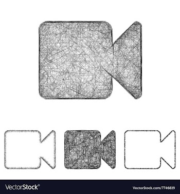 Video icon set - sketch line art vector image
