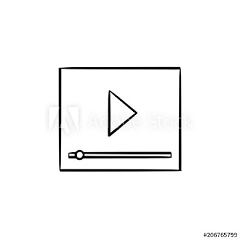 Video player interface with progress bar hand drawn outline doodle icon