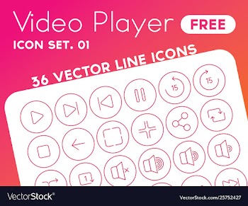 Video player line icon set 01 vector image