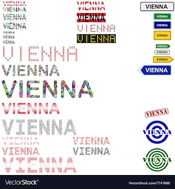 Vienna text design set vector image