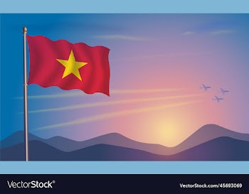 vietnam flag in the morning sun