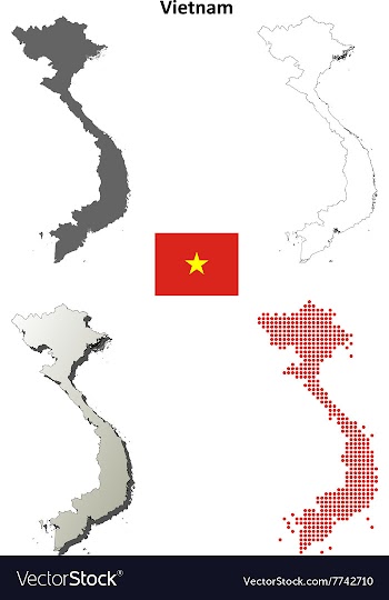Vietnam outline map set vector image