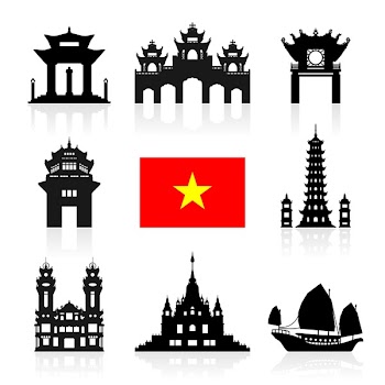 Vietnam Travel Landmarks. Vector and Illustration