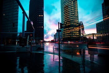 View of a City at Dusk
