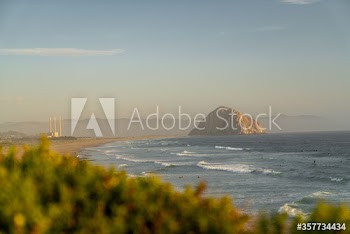 View of Morro Rock on beach