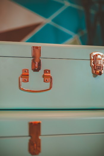 View of Teal Suitcase