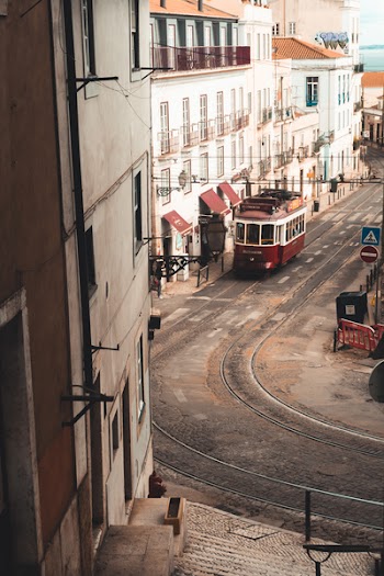 View of Tram on Street